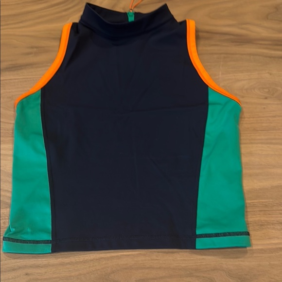 Sweaty Betty Navy and Green with Orange Trim- athletic/yoga top - Picture 1 of 4